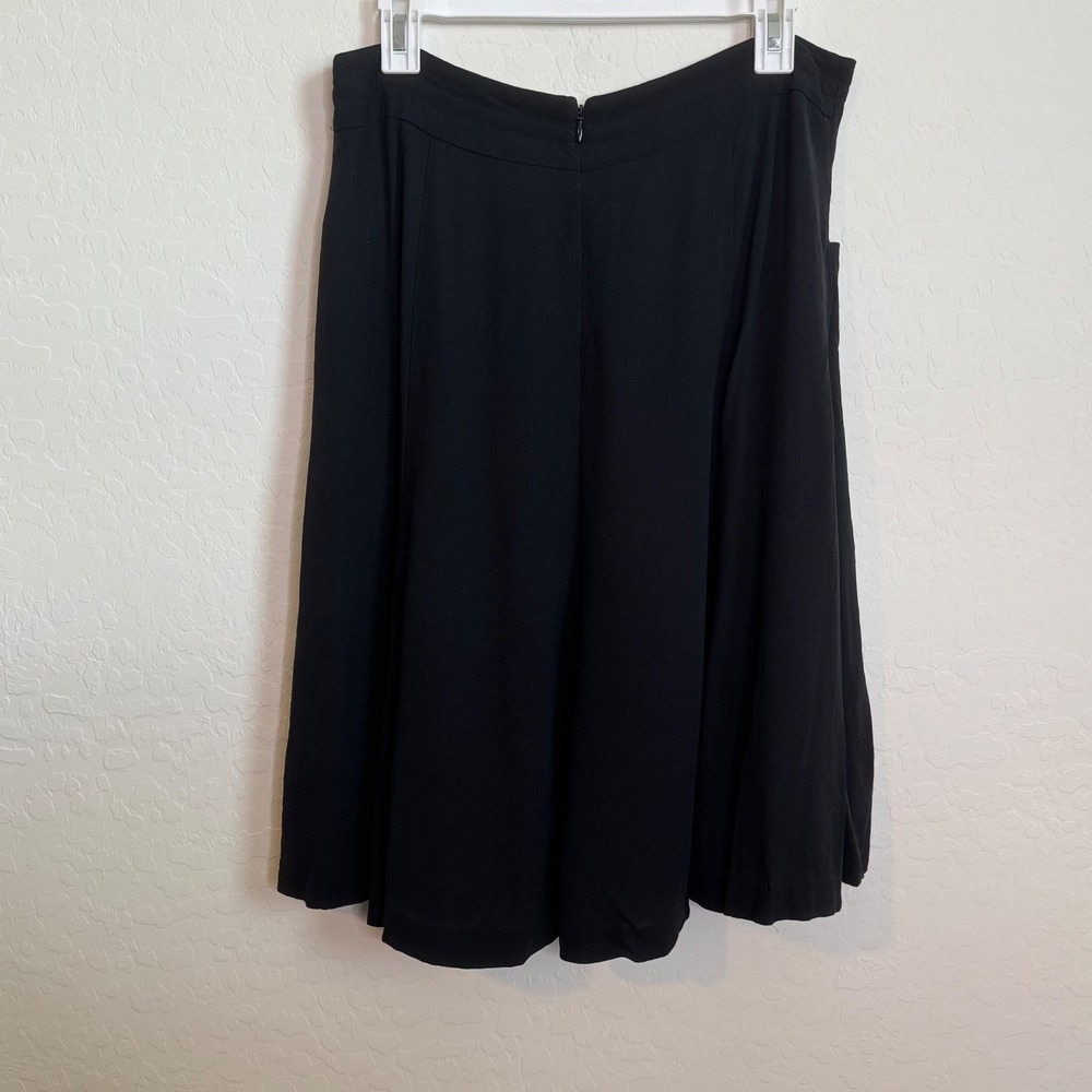 Eileen Fisher Skirt Womens S Black Silk Georgette Crepe A‎ Line Midi Pockets